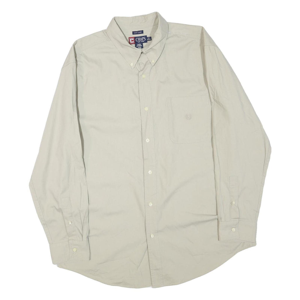 CHAPS Mens Beige Cotton Blend Shirt XL Button Down Pocket Classic Casual