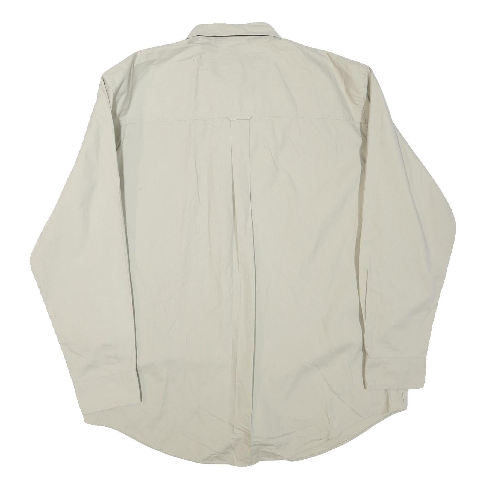 CHAPS Mens Beige Cotton Blend Shirt XL Button Down Pocket Classic Casual