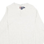 CHAPS Mens White Plain Polo Style Jumper Crew Neck Basic Knit M Cotton Casual