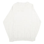CHAPS Mens White Plain Polo Style Jumper Crew Neck Basic Knit M Cotton Casual