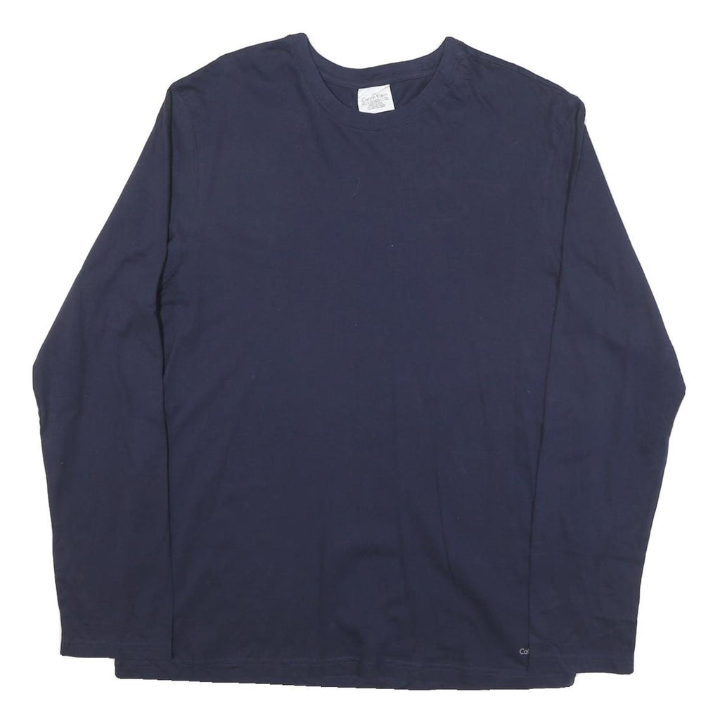 CALVIN KLEIN Mens Navy Blue Long Sleeve Crew Neck Cotton Blend T-Shirt L