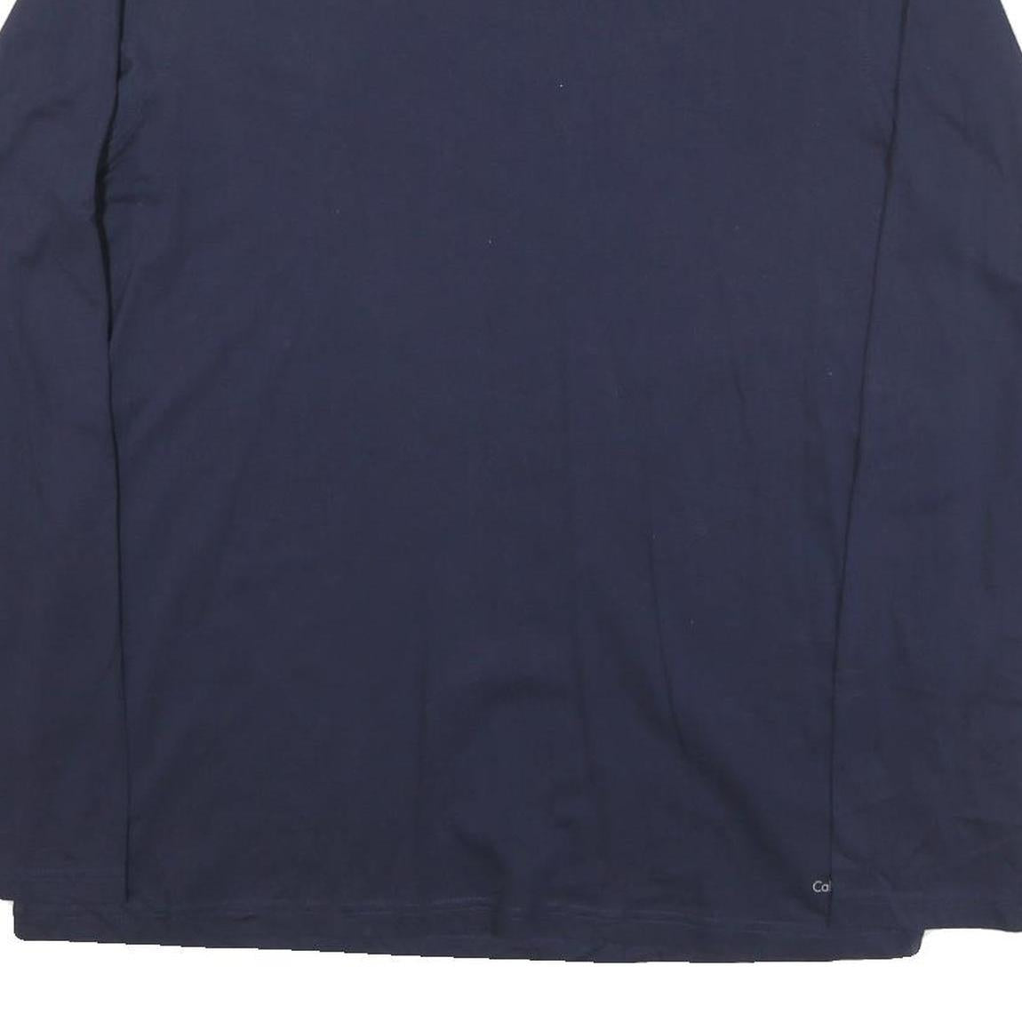 CALVIN KLEIN Mens Navy Blue Long Sleeve Crew Neck Cotton Blend T-Shirt L