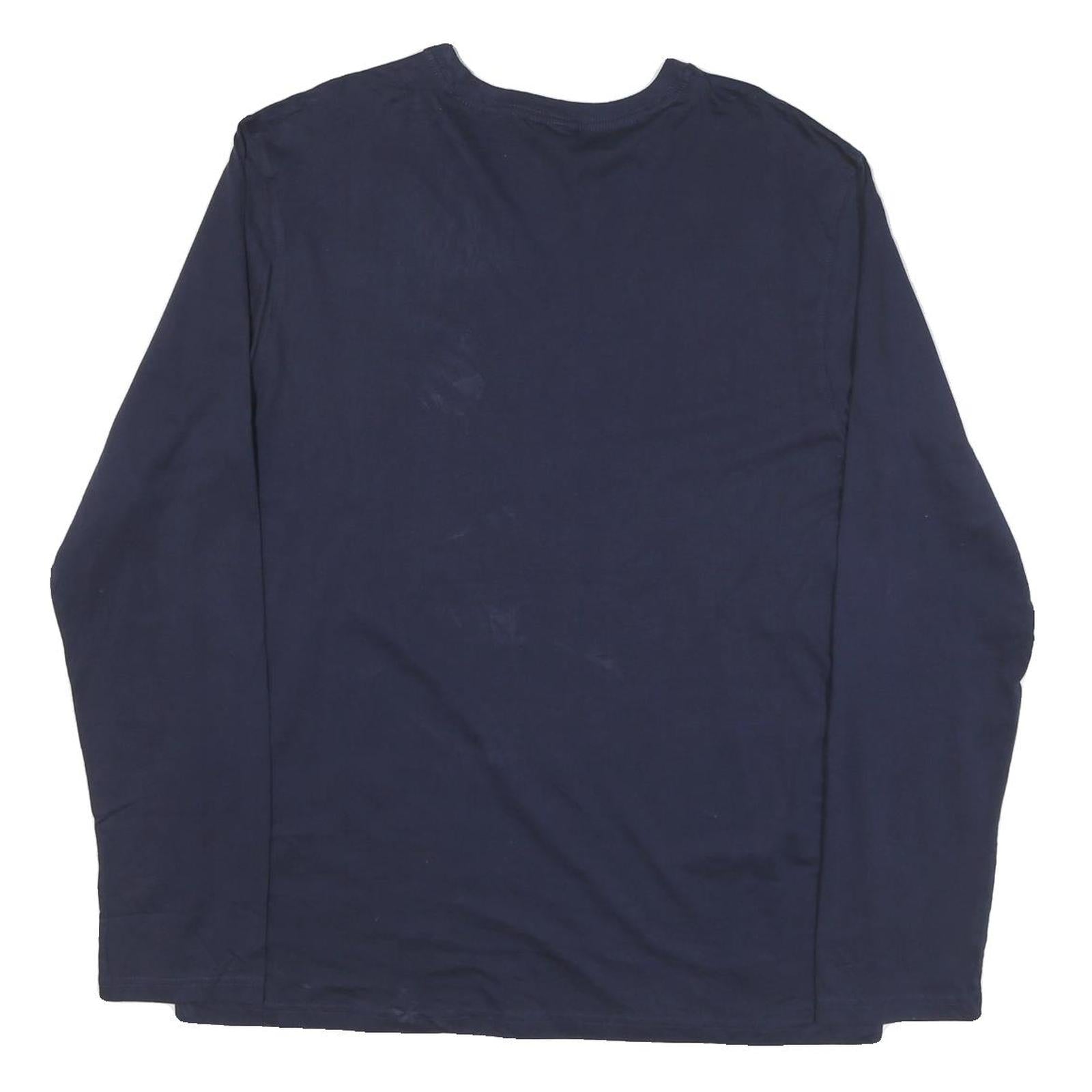 CALVIN KLEIN Mens Navy Blue Long Sleeve Crew Neck Cotton Blend T-Shirt L