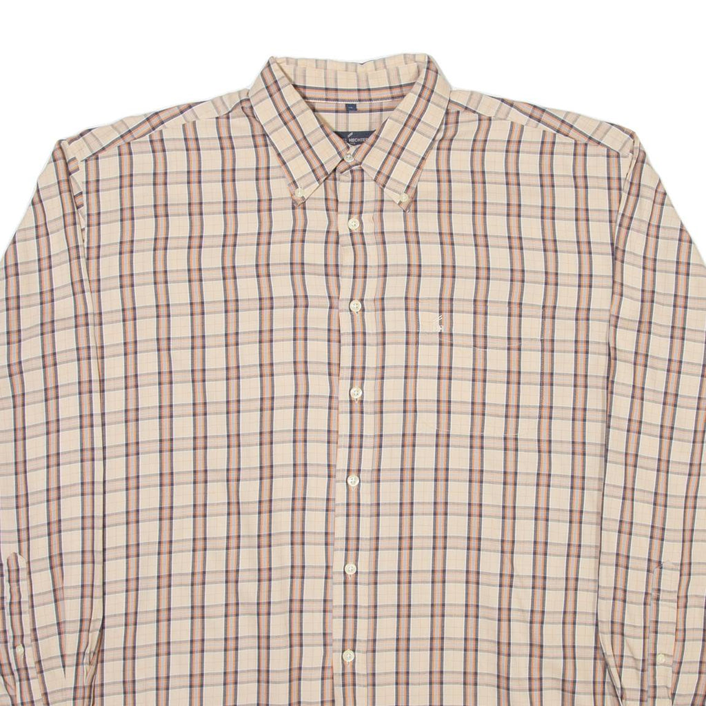 DANIEL HECHTER Mens Shirt Brown Check Long Sleeve XL