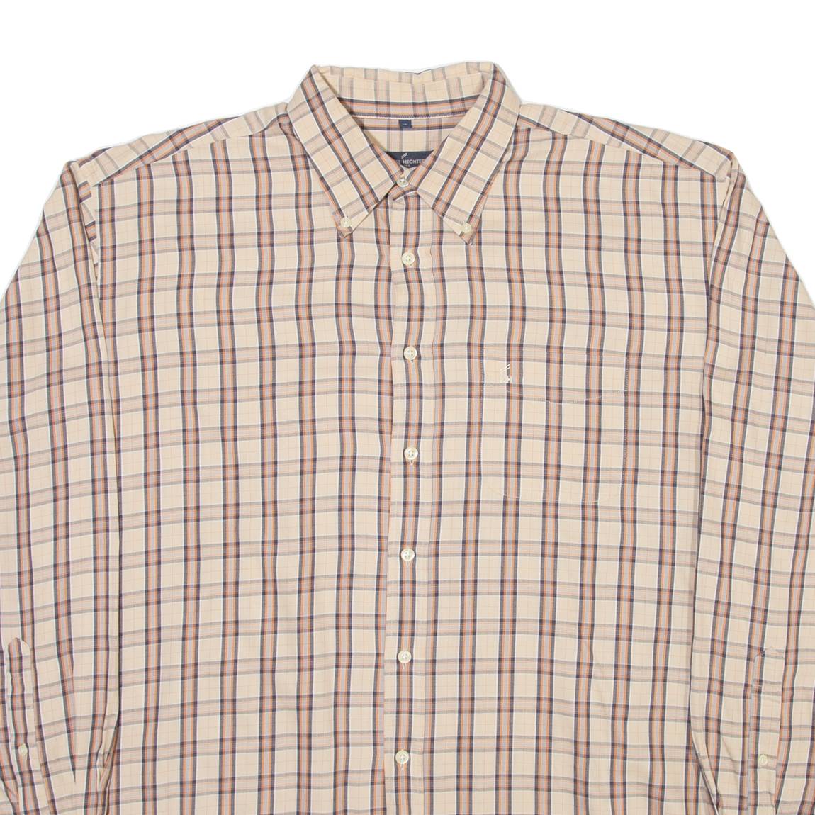 DANIEL HECHTER Mens Shirt Brown Check Long Sleeve XL