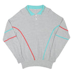CALIDA Mens Grey & Aqua Polo Collar Sweatshirt M Cotton Blend Casual Retro Style