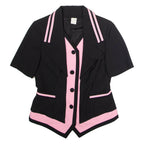 PM Womens Blazer Jacket Black Colourblock UK 10