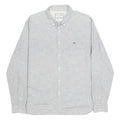 LACOSTE Mens Grey & Blue Check Shirt XL Cotton Blend Button-Down Collar Long