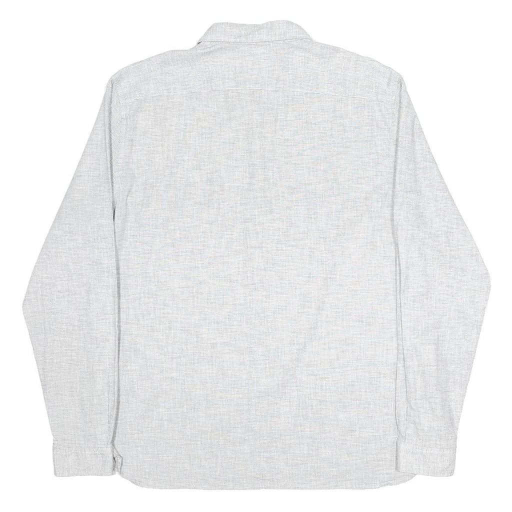 LACOSTE Mens Grey & Blue Check Shirt XL Cotton Blend Button-Down Collar Long