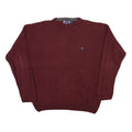 CHAPS RALPH LAUREN Mens Maroon Plain Crew Neck Basic Knit L Cotton Blend Jumper