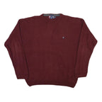 CHAPS RALPH LAUREN Mens Maroon Plain Crew Neck Basic Knit L Cotton Blend Jumper