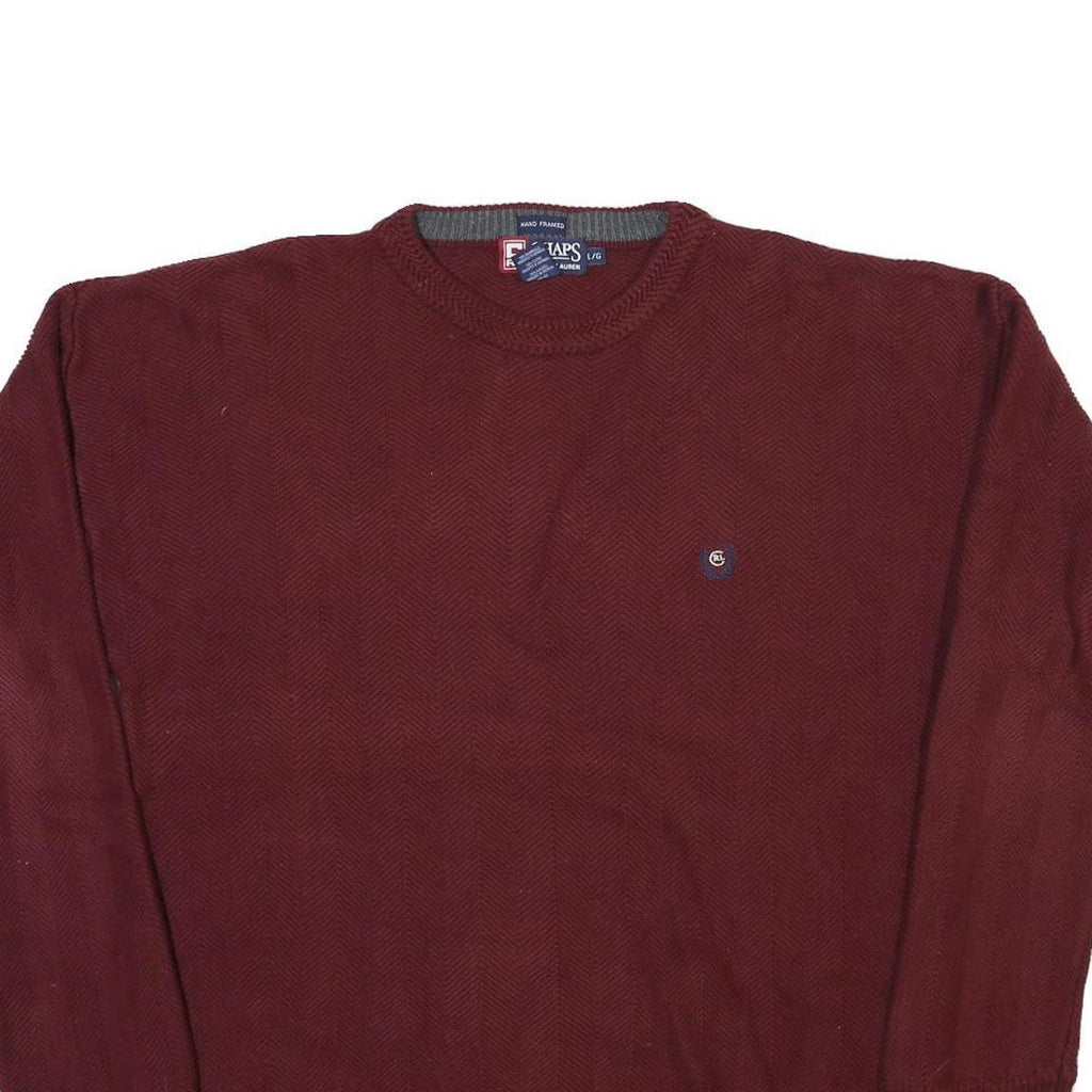 CHAPS RALPH LAUREN Mens Maroon Plain Crew Neck Basic Knit L Cotton Blend Jumper