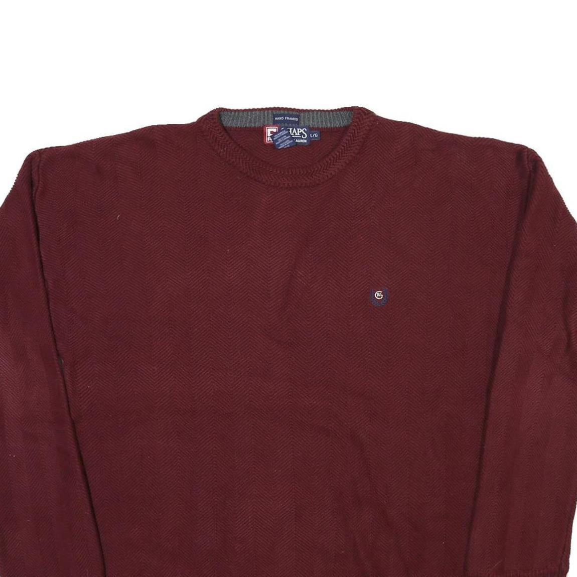CHAPS RALPH LAUREN Mens Maroon Plain Crew Neck Basic Knit L Cotton Blend Jumper