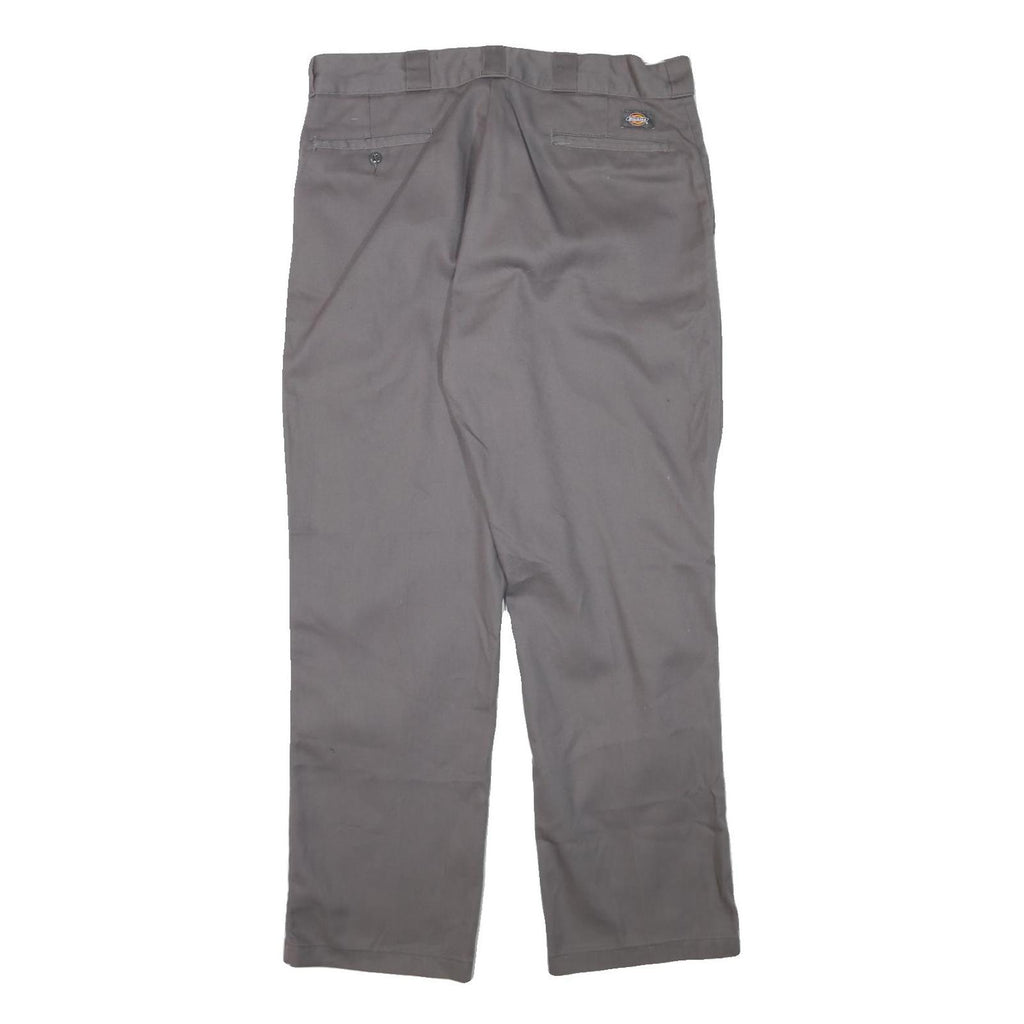 DICKIES Mens Cotton Blend Grey Regular Fit Straight Leg Trousers W34 L30