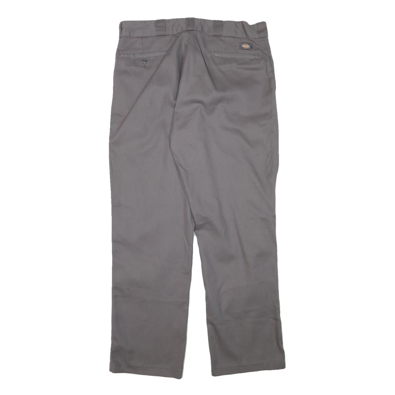DICKIES Mens Cotton Blend Grey Regular Fit Straight Leg Trousers W34 L30