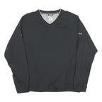 ADIDAS Mens Black Nylon V Neck Athletic Jacket L Plain Sportswear