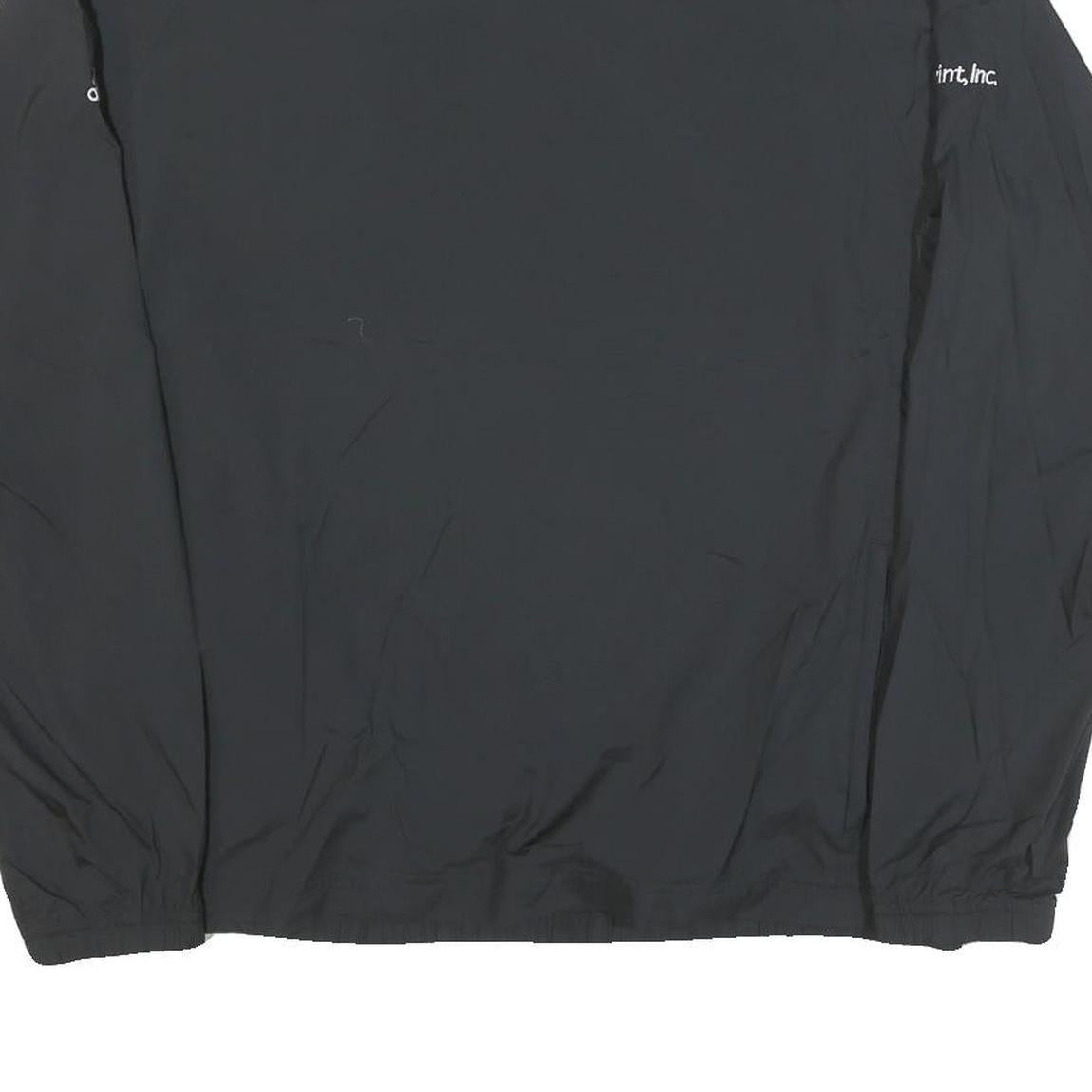 ADIDAS Mens Black Nylon V Neck Athletic Jacket L Plain Sportswear
