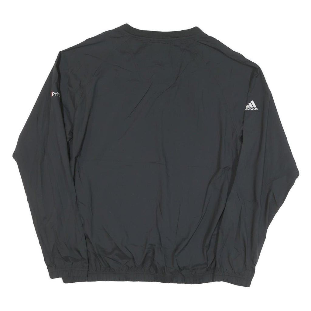 ADIDAS Mens Black Nylon V Neck Athletic Jacket L Plain Sportswear