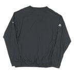 ADIDAS Mens Black Nylon V Neck Athletic Jacket L Plain Sportswear