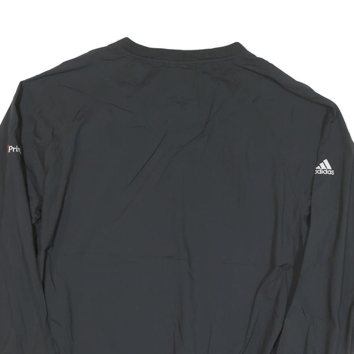 ADIDAS Mens Black Nylon V Neck Athletic Jacket L Plain Sportswear