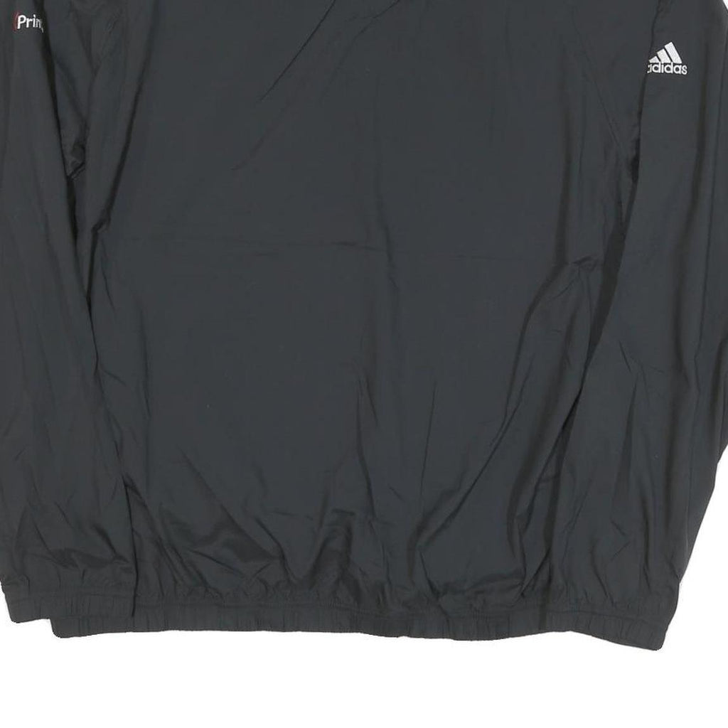 ADIDAS Mens Black Nylon V Neck Athletic Jacket L Plain Sportswear