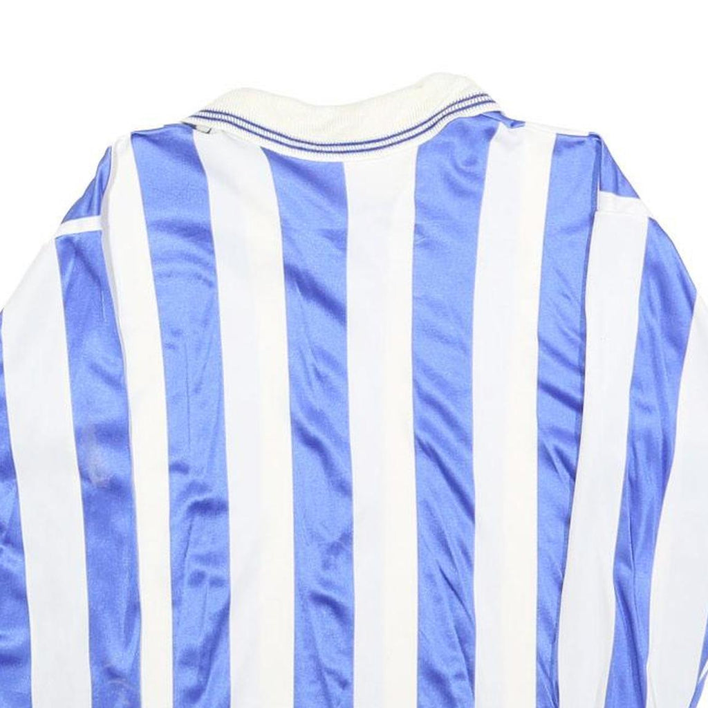 PUMA Boys Blue & White Stripe Football Shirt L Long Sleeve Collared