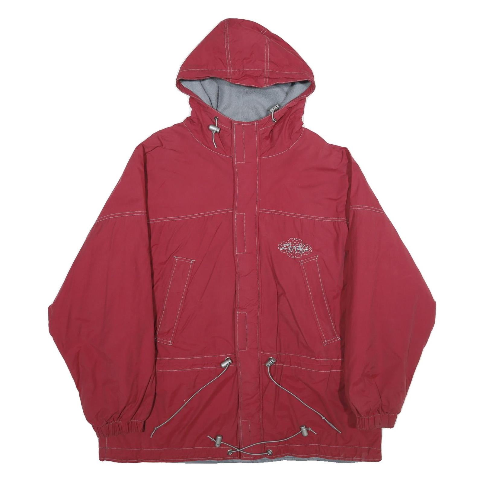 ZEMBLA Mens Red Cotton Blend Hooded Jacket L Zip Casual Streetwear