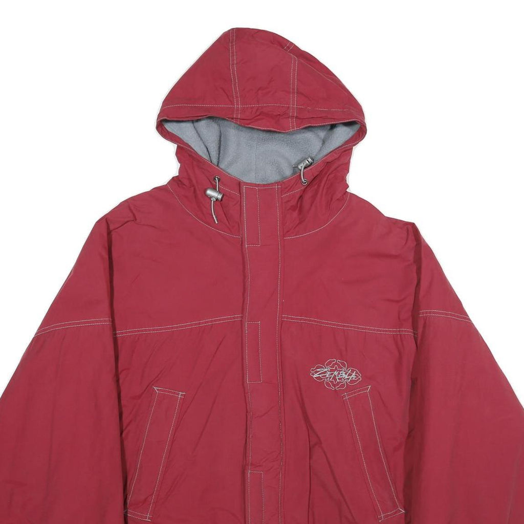 ZEMBLA Mens Red Cotton Blend Hooded Jacket L Zip Casual Streetwear