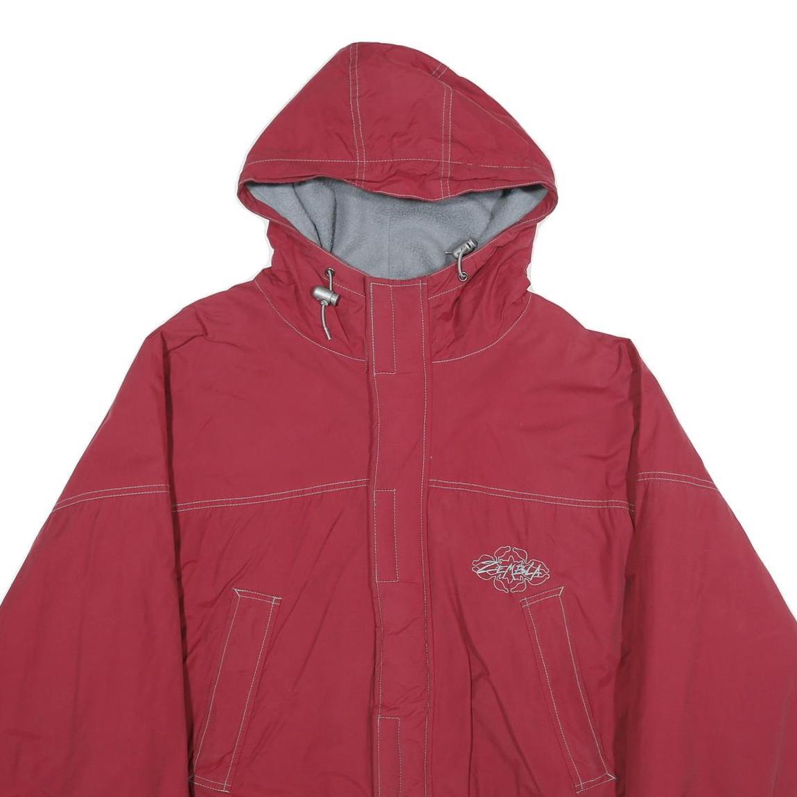 ZEMBLA Mens Red Cotton Blend Hooded Jacket L Zip Casual Streetwear