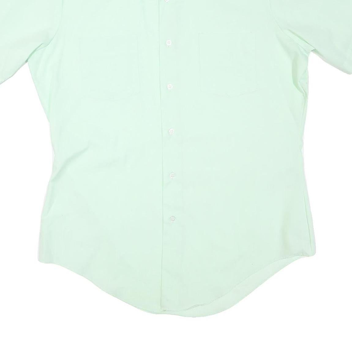 Mens Light Green Plain Shirt M Short Sleeve Button Closure Classic Fit