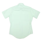 Mens Light Green Plain Shirt M Short Sleeve Button Closure Classic Fit