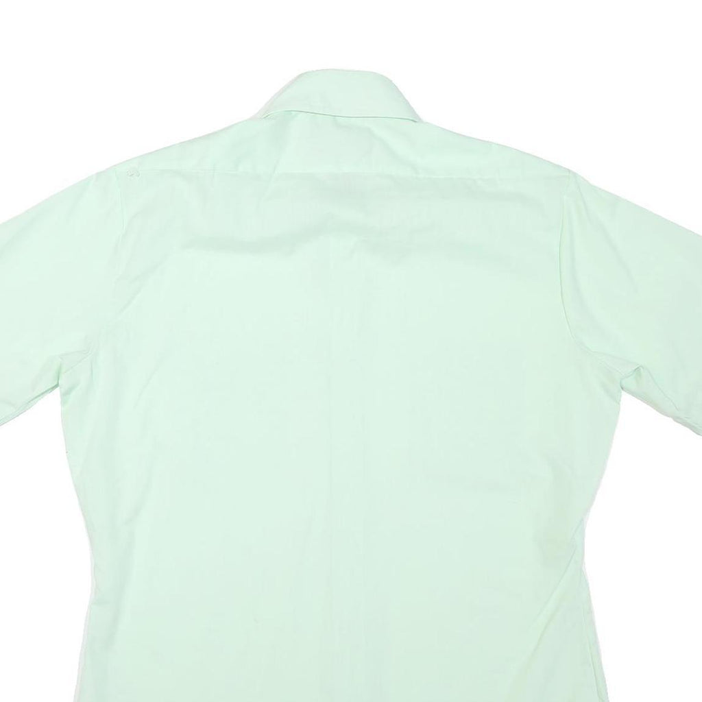 Mens Light Green Plain Shirt M Short Sleeve Button Closure Classic Fit