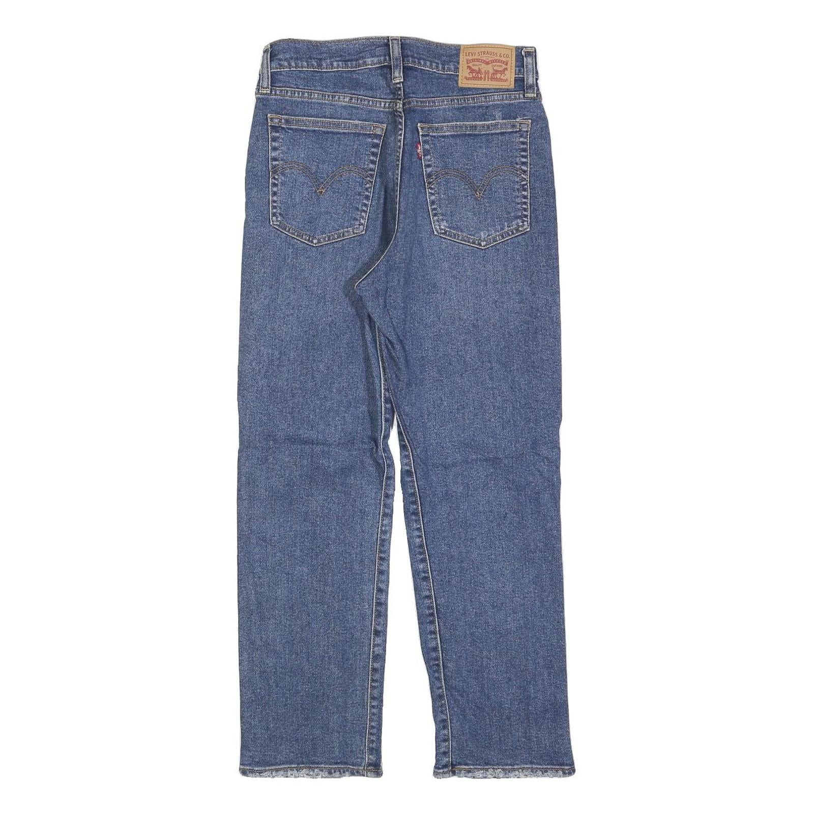 LEVI'S Womens Blue Regular Straight Denim Rinse W27 L26 Distressed Button Jeans