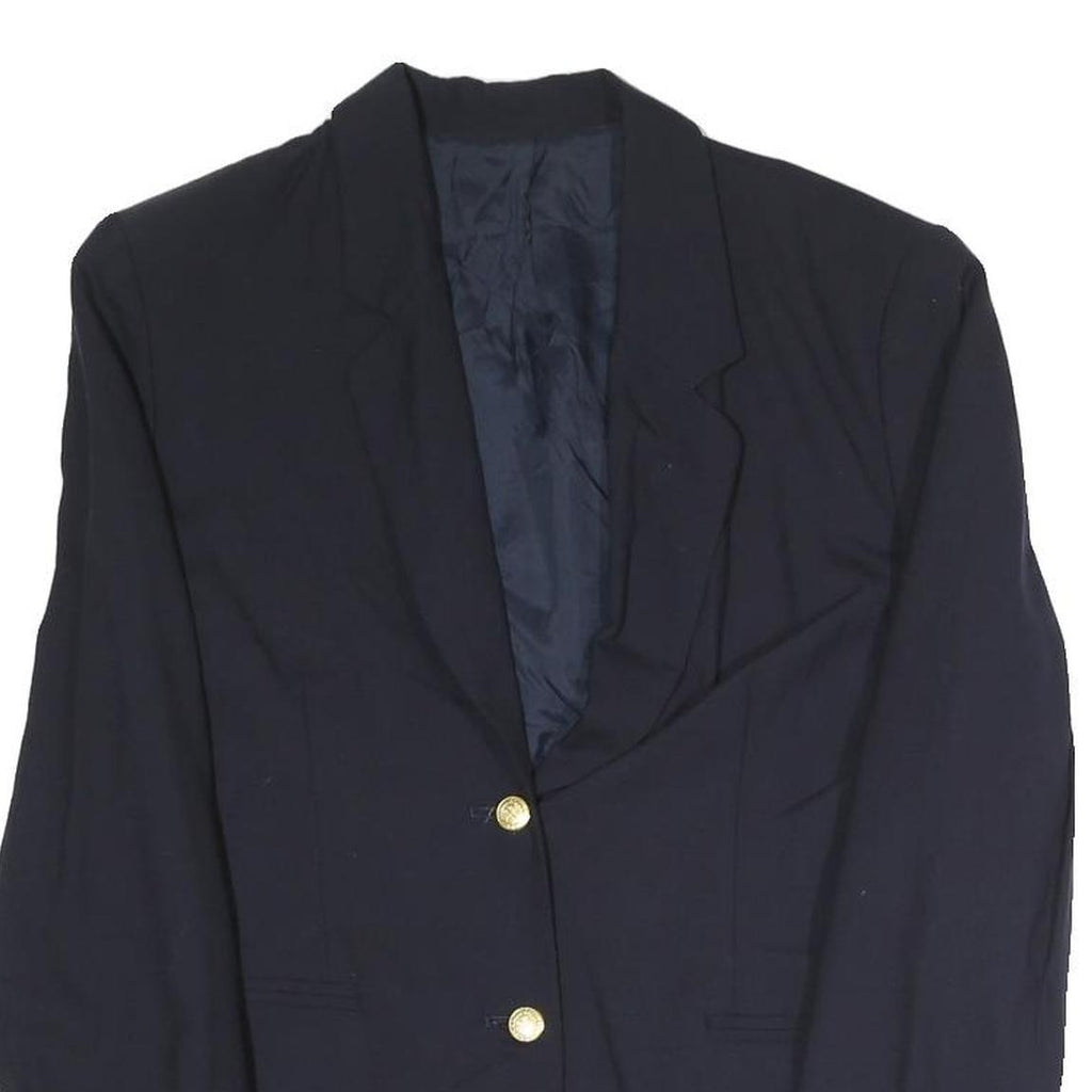 Navy Womens Classic Button Polyester Blend Jacket UK 8 Tailored Plain Elegant