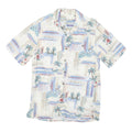 BATICK BAY Mens White Hawaiian Rayon Shirt S Tropical Palm Print Summer