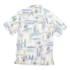 BATICK BAY Mens White Hawaiian Rayon Shirt S Tropical Palm Print Summer