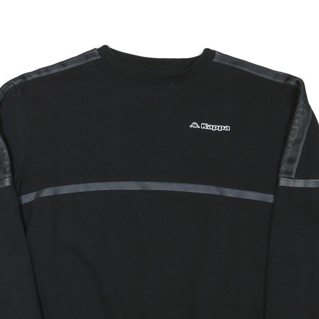 KAPPA Womens Black Crew Neck M Logo Sweatshirt Cotton Blend Casual Sporty