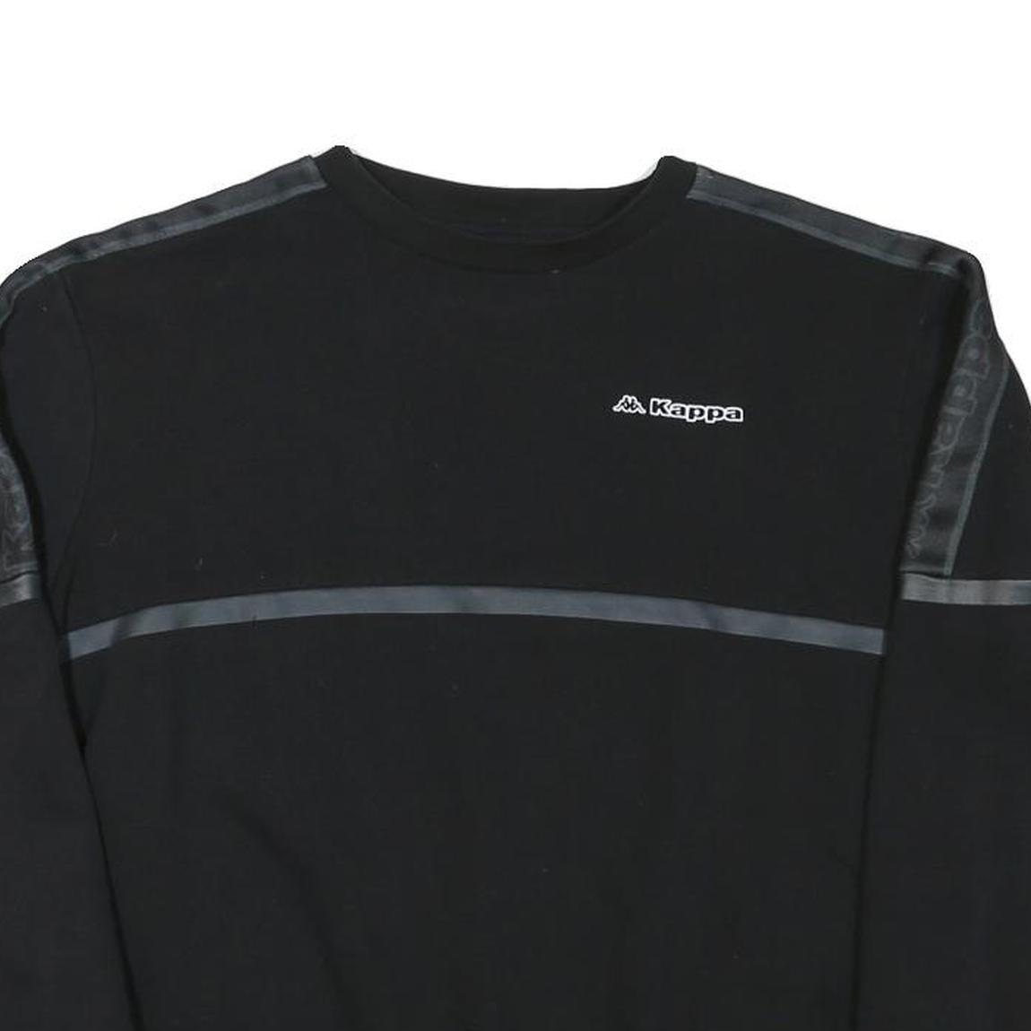 KAPPA Womens Black Crew Neck M Logo Sweatshirt Cotton Blend Casual Sporty
