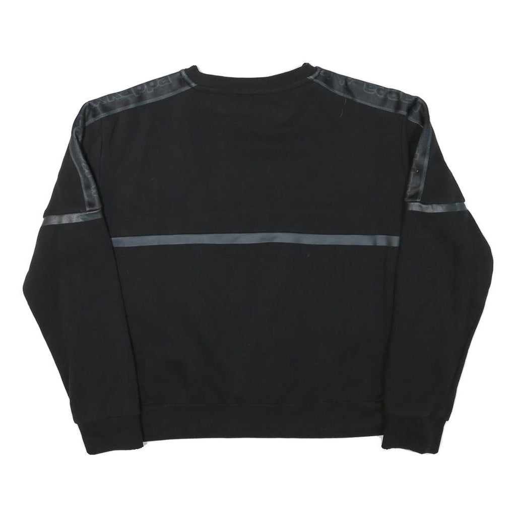 KAPPA Womens Black Crew Neck M Logo Sweatshirt Cotton Blend Casual Sporty