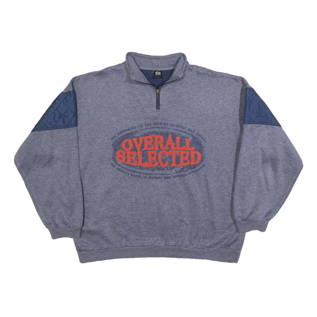 C&A Mens Grey Blue Sweatshirt Quarter Zip XL Cotton Blend Casual Pullover