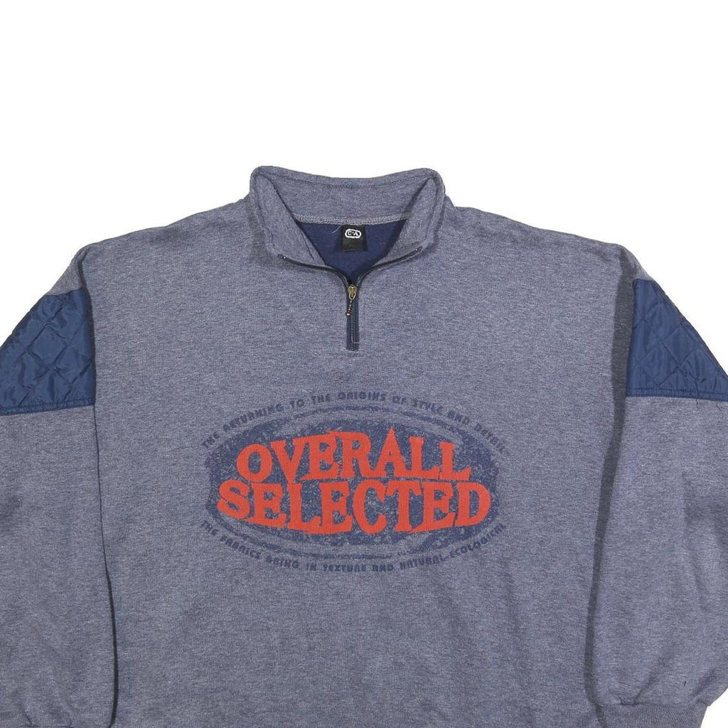 C&A Mens Grey Blue Sweatshirt Quarter Zip XL Cotton Blend Casual Pullover