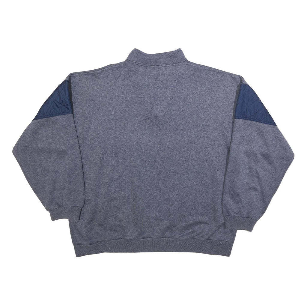 C&A Mens Grey Blue Sweatshirt Quarter Zip XL Cotton Blend Casual Pullover