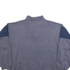 C&A Mens Grey Blue Sweatshirt Quarter Zip XL Cotton Blend Casual Pullover