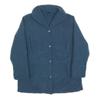 Womens Blue Button Jacket L Polyester Blend Plain Classic Outerwear