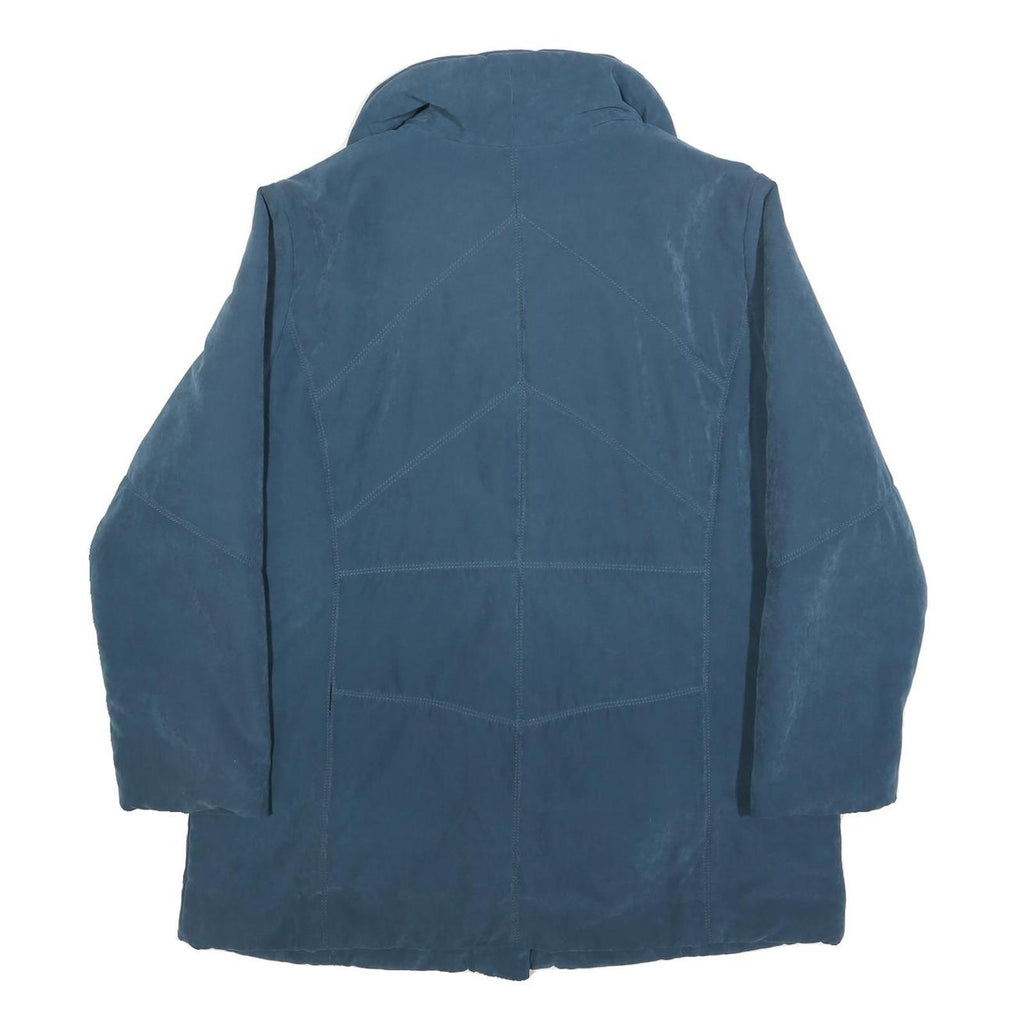 Womens Blue Button Jacket L Polyester Blend Plain Classic Outerwear