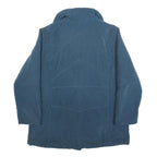 Womens Blue Button Jacket L Polyester Blend Plain Classic Outerwear