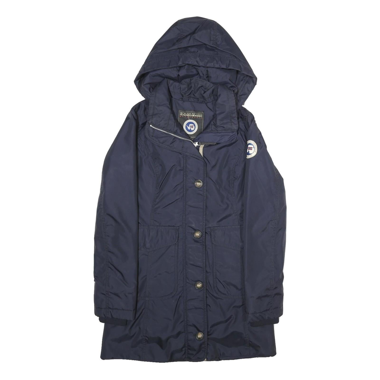NAPAPIJRI Womens Navy Blue Jacket XS Polyamide Hooded Zip Casual Outdoor