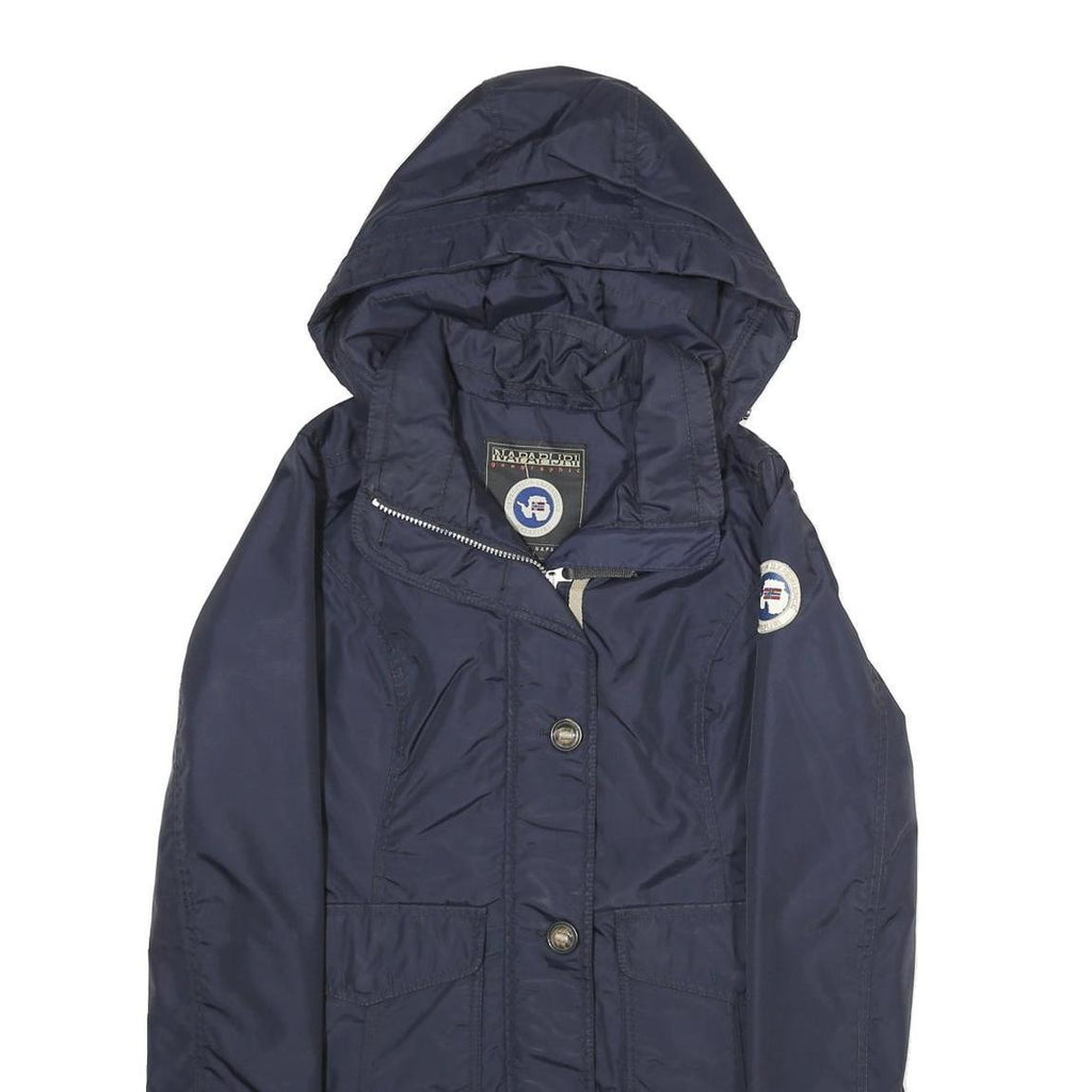 NAPAPIJRI Womens Navy Blue Jacket XS Polyamide Hooded Zip Casual Outdoor