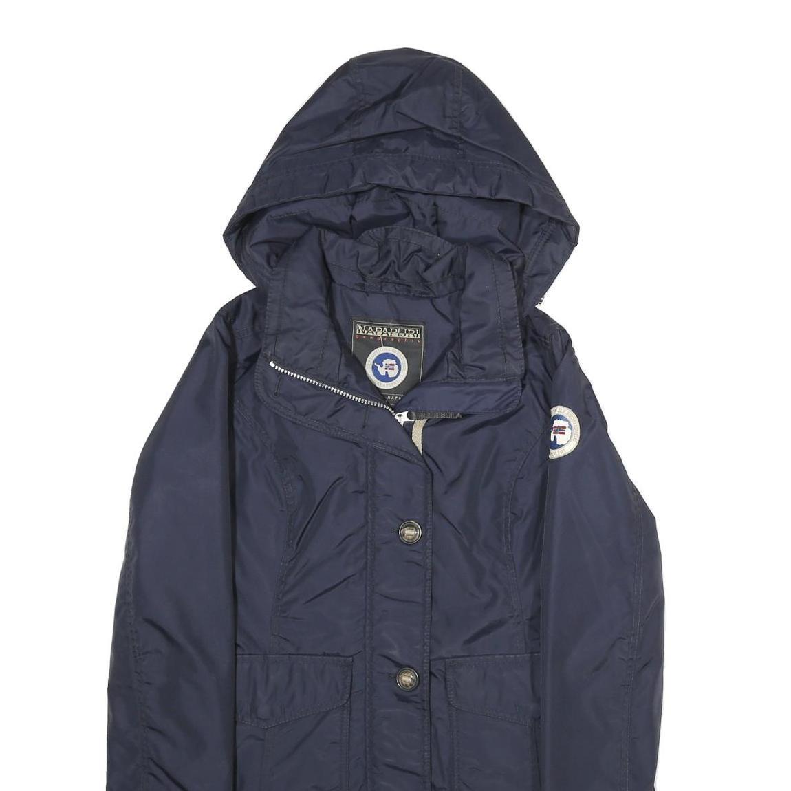 NAPAPIJRI Womens Navy Blue Jacket XS Polyamide Hooded Zip Casual Outdoor