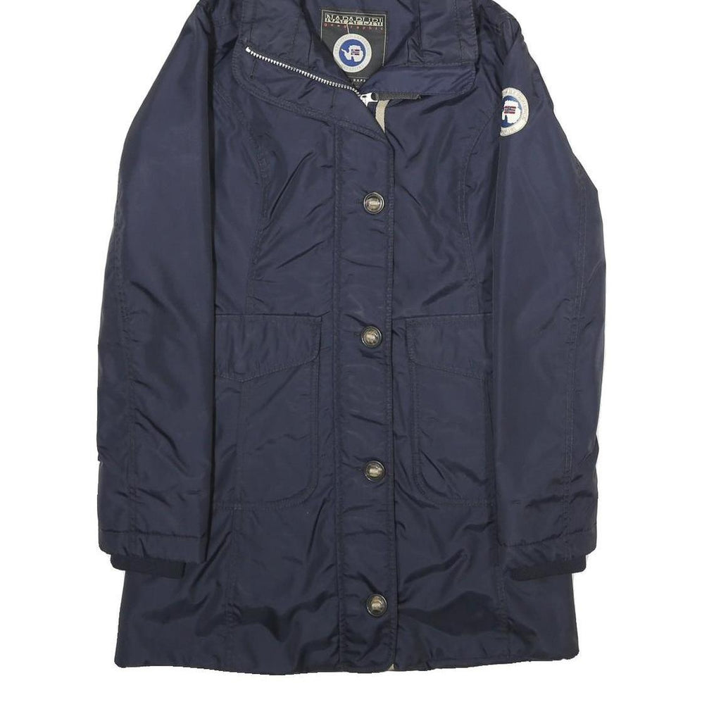 NAPAPIJRI Womens Navy Blue Jacket XS Polyamide Hooded Zip Casual Outdoor